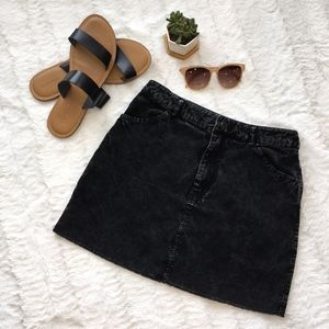 Black Jean Corduroy Mini Skirt Raw Hem Forever 21